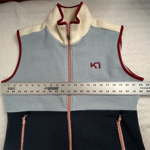Kari Traa Women’s Fleece Vest XL Blue Full Zip Colorblock Zipper Pockets Outdoor - Picture 6 of 7